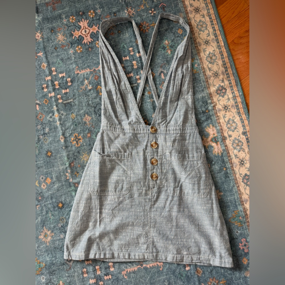 J. Jill Blue Striped Overalls